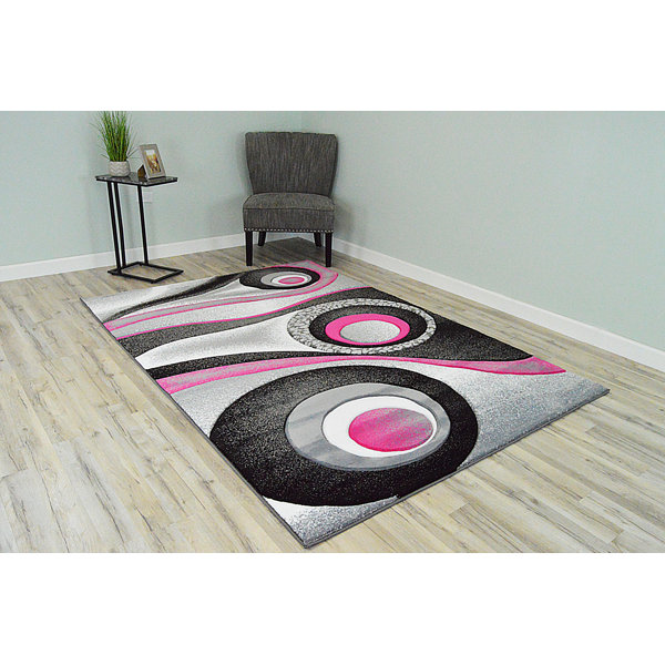 Latitude Run® Walter Abstract Pink/Gray/Black Area Rug & Reviews Wayfair